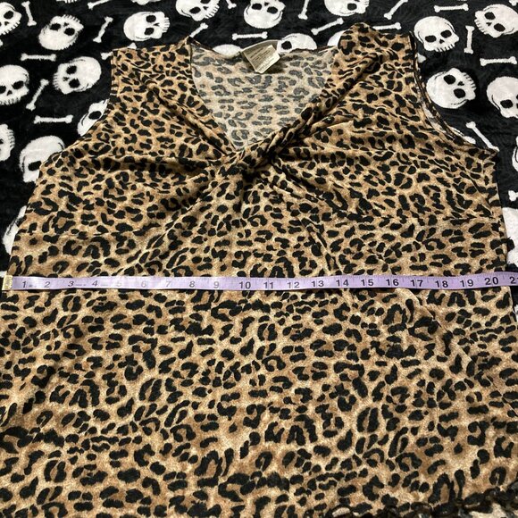 PREMIERE COLLECTION Plus-size leopard print v-neck sleeveless shirt XL 1X 2X top - Picture 8 of 12